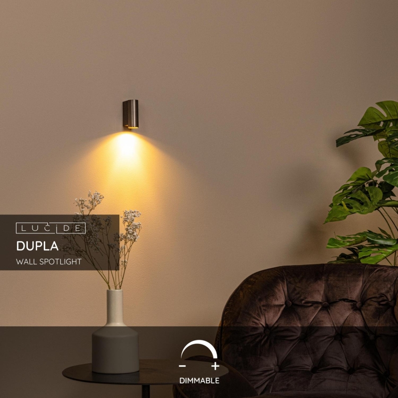 Lucide DUPLA - Wall spotlight / Wall light - 1xGU10 (MR11) - Rust Brown